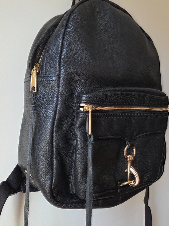 EUC LIKE NEW REBECCA MINKOFF PEBBLED GENUINE LEATHER LARGE BACKPACK BLACK main image 5